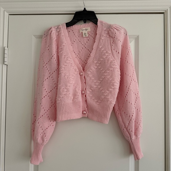 Jessica Simpson Sweaters - JESSICA SIMPSON PINK KNIT CARDIGAN SIZE MEDIUM